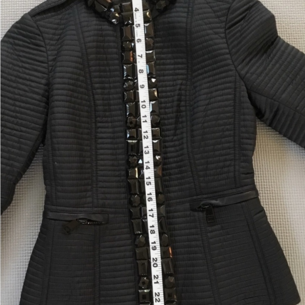 Burberry London Black Quilted Jacket with Jeweled Trim size 0/2 XS - Picture 5 of 10